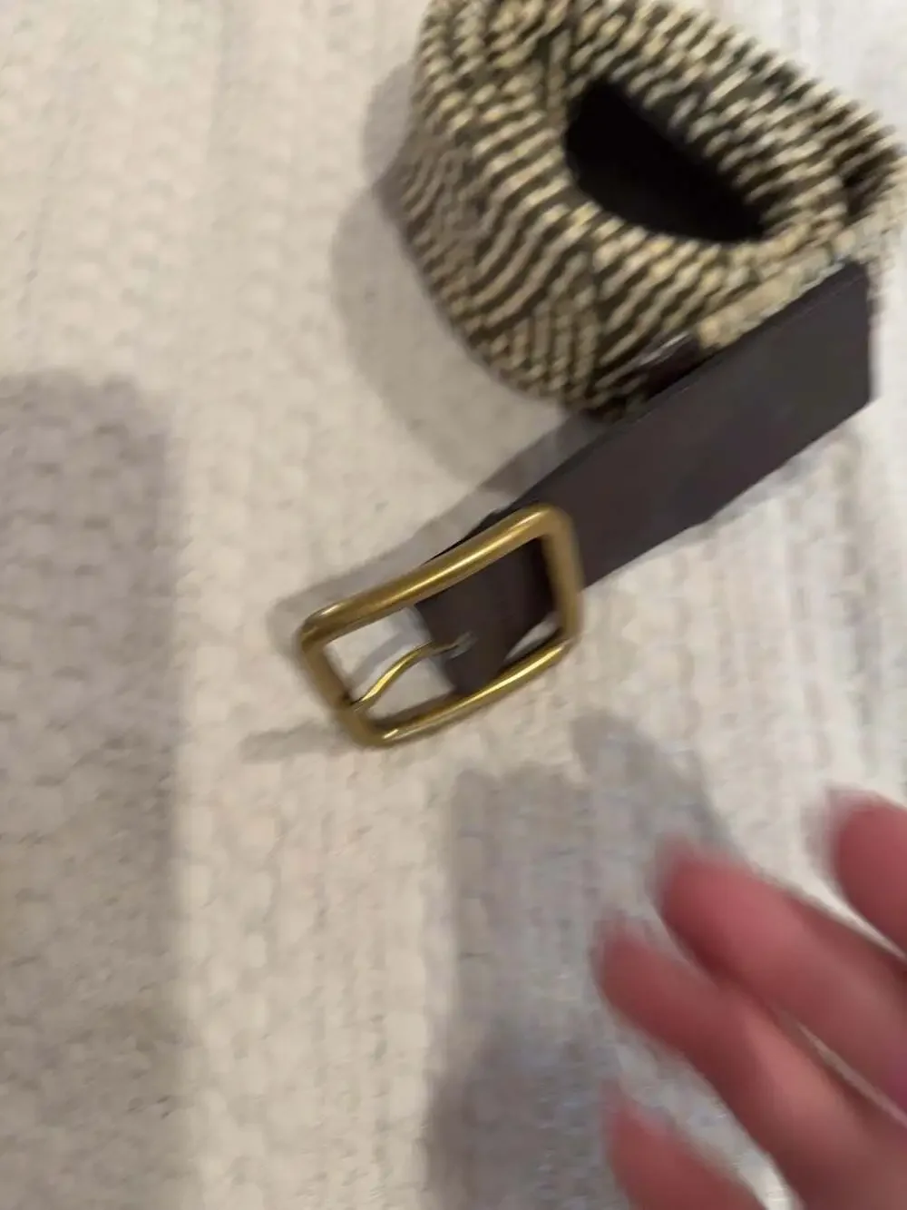 Target Woven Cotton Blend Belt with Faux Leather Trim